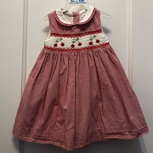 Cherry smocked boutique dress & bloomers